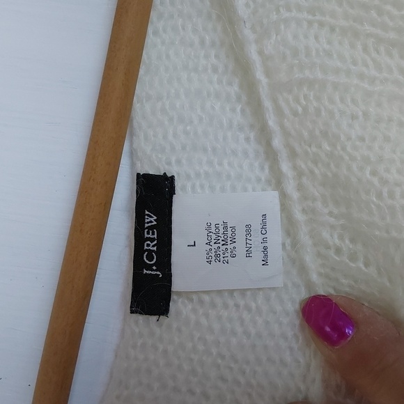 J Crew  Cream cable knit  Sweater Mohair/Wool Neutral Organic  Sz.L - Picture 7 of 8
